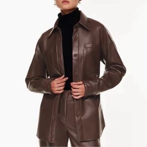 Aritzia Dark Brown Leather Jacket